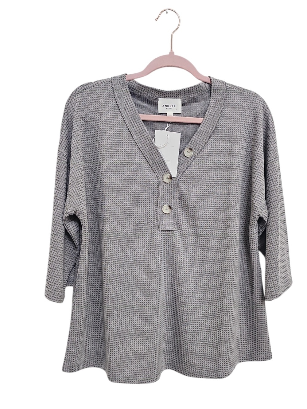 ANDREE BY UNIT NWT Top grey Solid Texture Size Small - XL